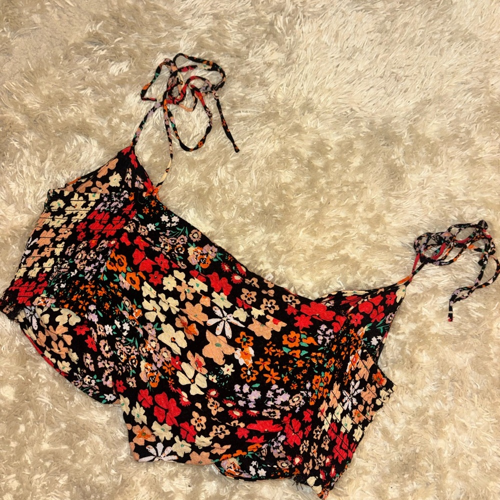 Free People- reversible floral bandana tie top